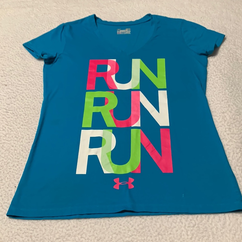 Ladies Under Armour Turquoise Semi-Fitted Tee, EUC, Size Medium